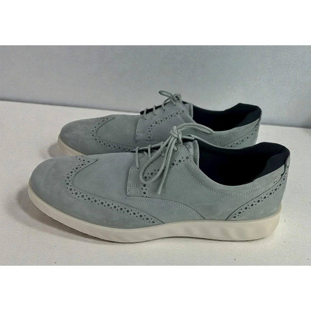 ECCO S Lite Hybrid Grey Oxford Wingtip Shoes Nubuck Brogue EU 45 Men's US 11 - Picture 3 of 16